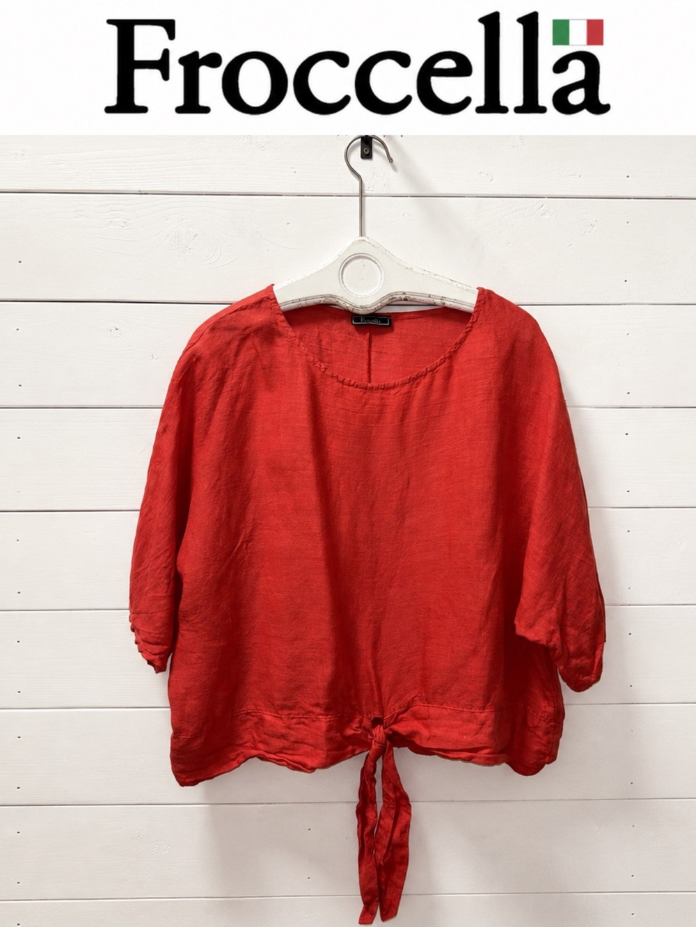 Froccella Red Oversized Tie-Front Blouse – One Size